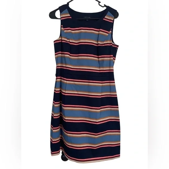 Tommy Hilfiger Pink/Blue/White Striped Sleeveless Midi Dress-size 6 - Picture 1 of 5
